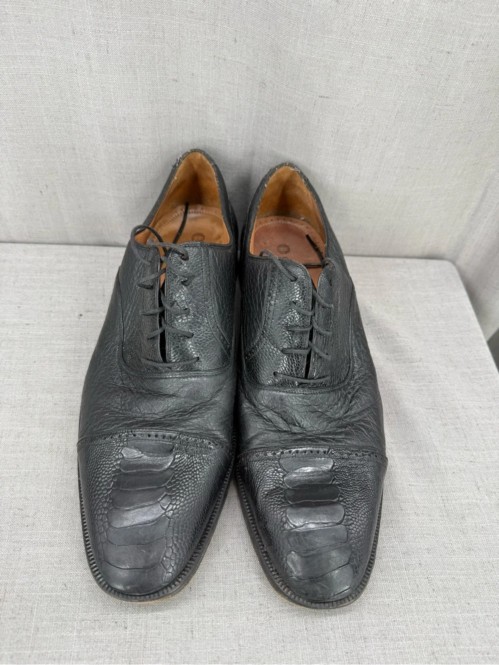 Magnanni Peter Huber Mens Shoes 8761 Genuine Ostrich Peccary Black Lace Up 13